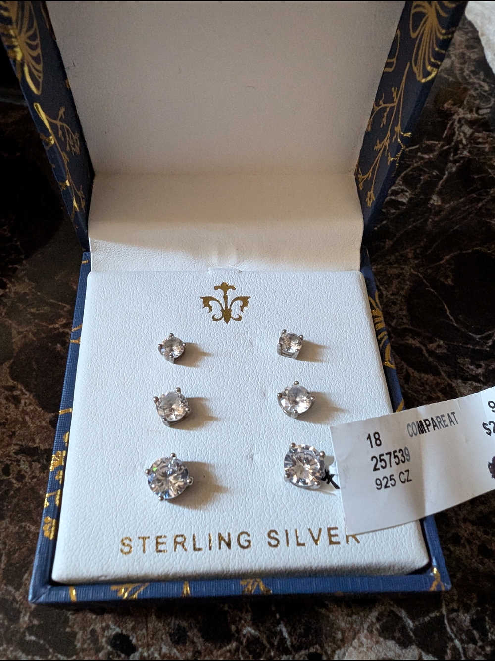 Cote d'Argent Sterling Silver Cubic Zirconia Stud Earring Set